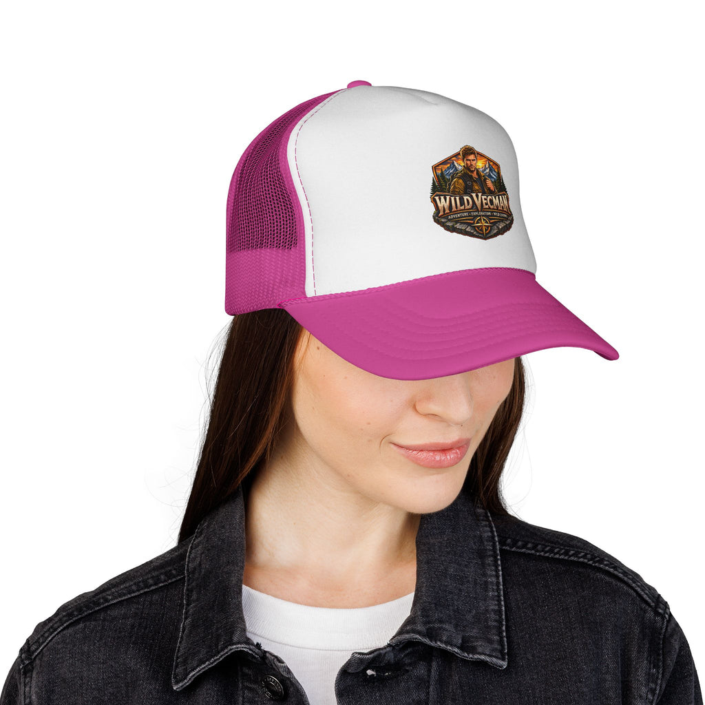 Wild Vecman Trucker Cap — Retro Outdoor Adventure Mesh Hat