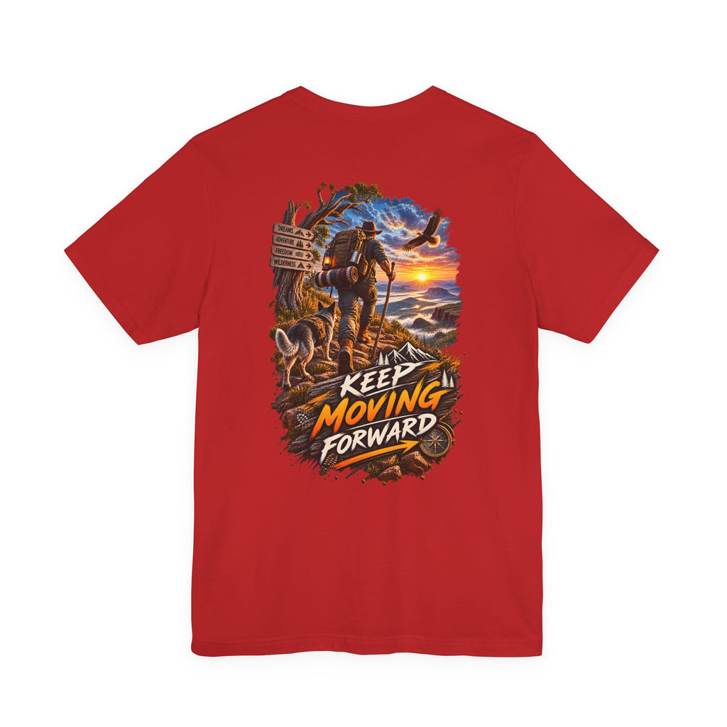 Keep Moving Forward T-Shirt — Motivational Hiker Sunset Graphic Tee