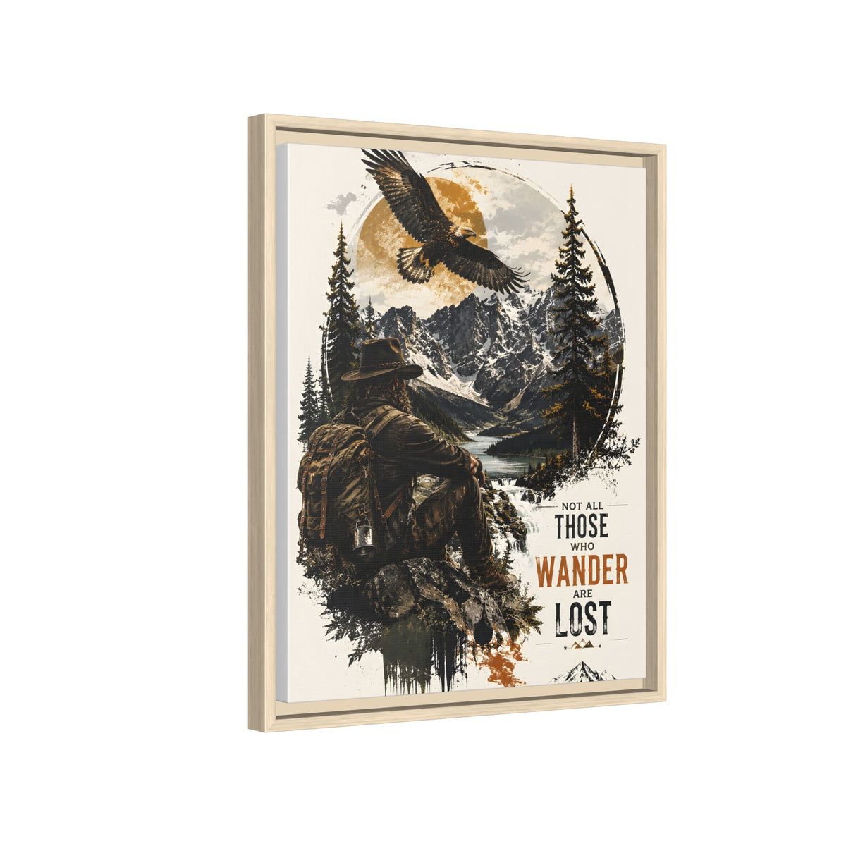 Wanderer Hiking Framed Canvas — "Not All Those Who Wander Are Lost" Wall Art