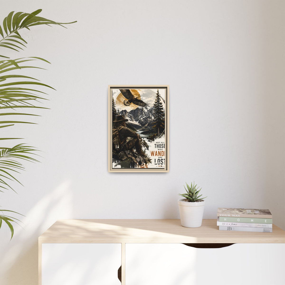 Wander Not Lost Eagle Mountain Canvas Print — Framed Matte Wall Art