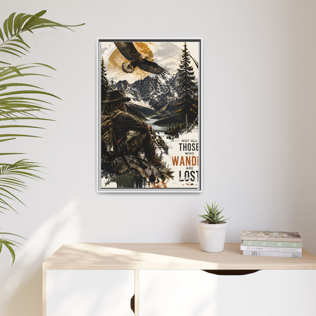 Wander Not Lost Eagle Mountain Canvas Print — Framed Matte Wall Art
