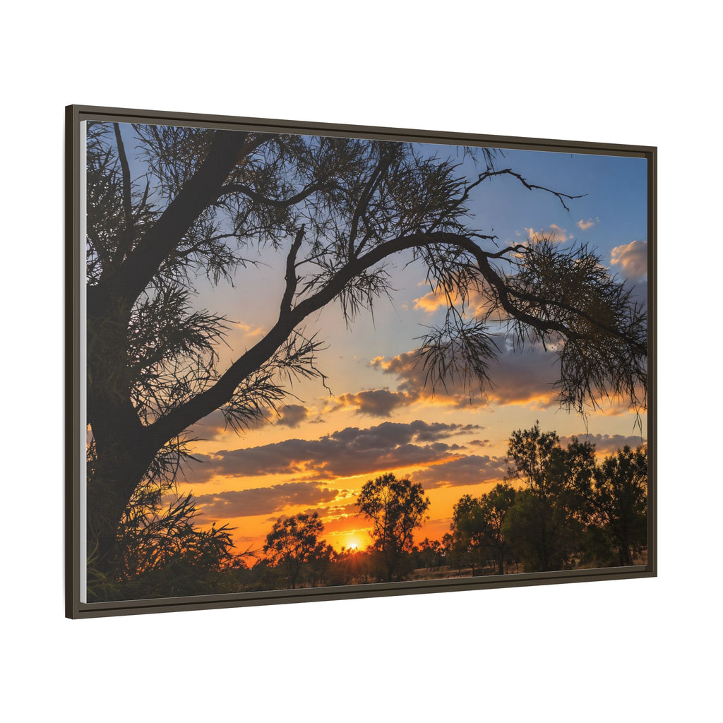 Sunset Silhouette Matte Canvas Print — Framed Landscape Wall Art