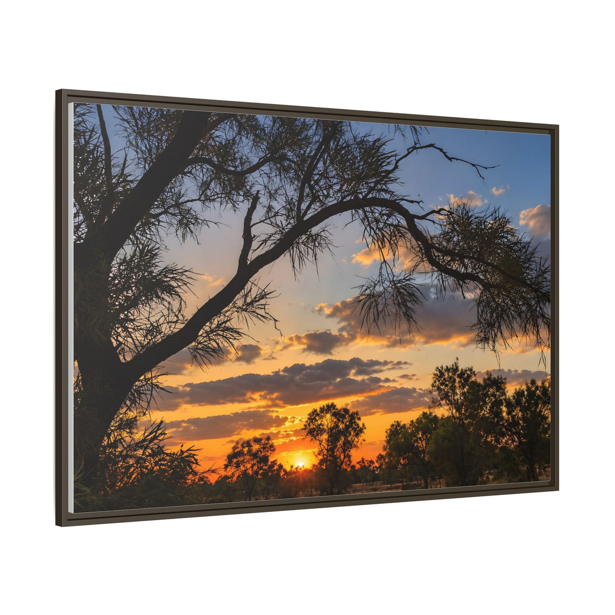 Sunset Silhouette Matte Canvas Print — Framed Landscape Wall Art