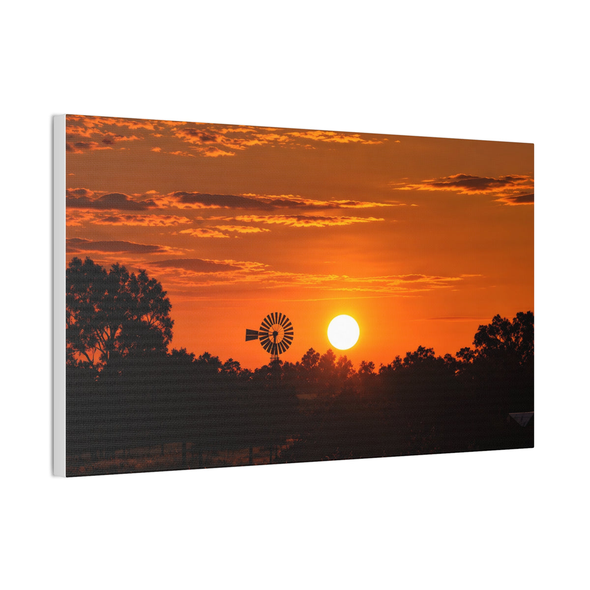 Sunset Windmill Canvas Print — Rural Farmhouse Wall Art