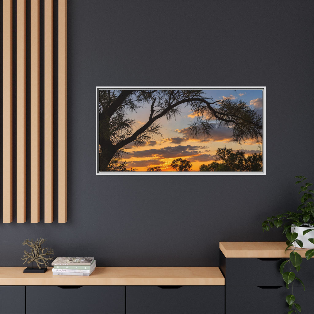 Sunset Silhouette Matte Canvas Print — Framed Landscape Wall Art