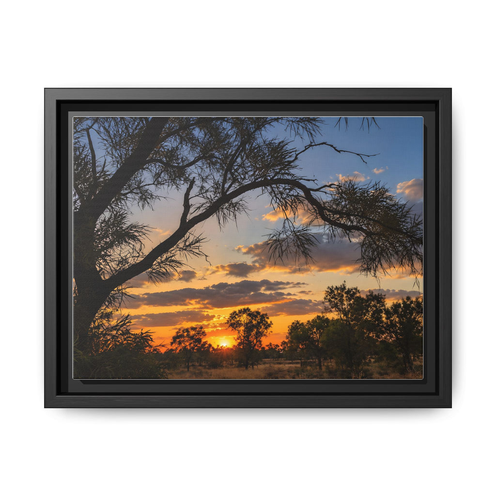 Sunset Silhouette Matte Canvas Print — Framed Landscape Wall Art