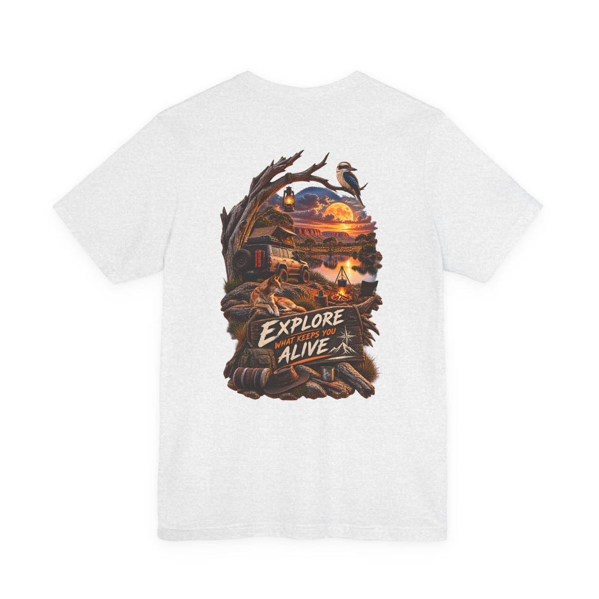 Explore Alive Adventure T-Shirt — Outdoor Camping Sunset Graphic Tee