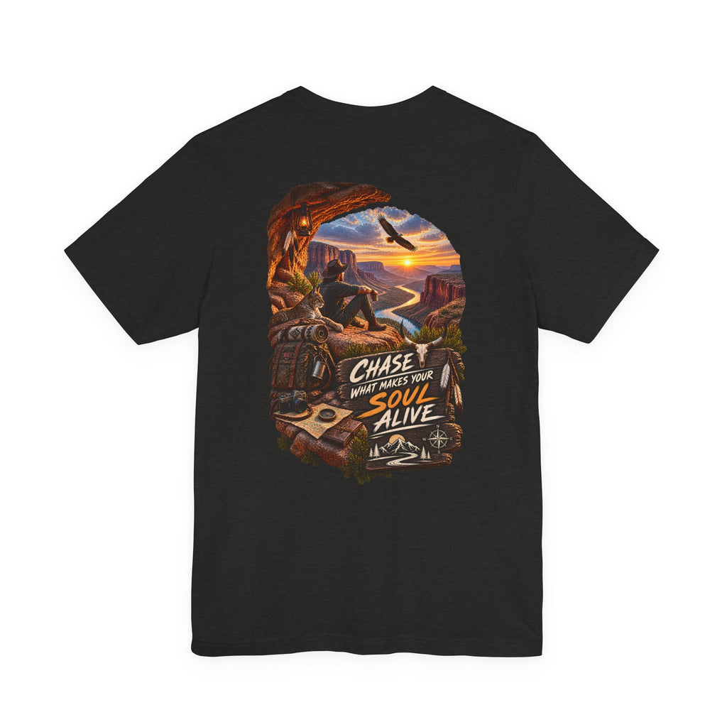 T-shirt aventure — T-shirt graphique « Poursuis ce qui rend ton âme vivante »