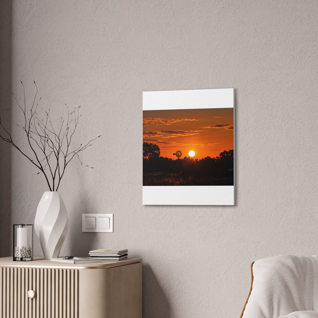 Sunset Windmill Canvas Print — Rural Farmhouse Wall Art
