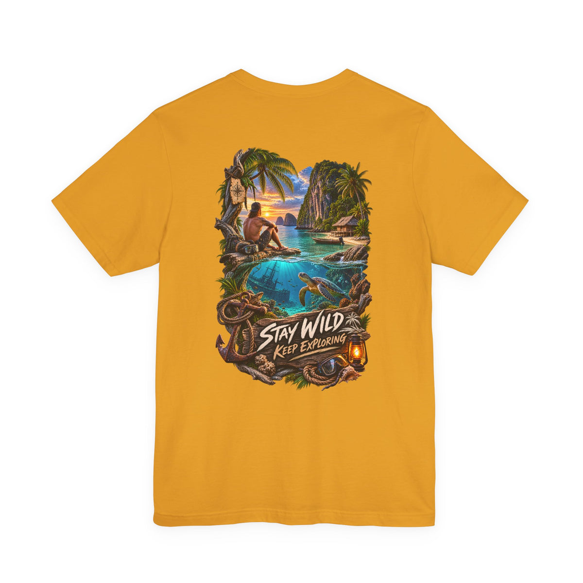 Stay Wild Adventure Tee — Tropical Explorer Graphic T-Shirt