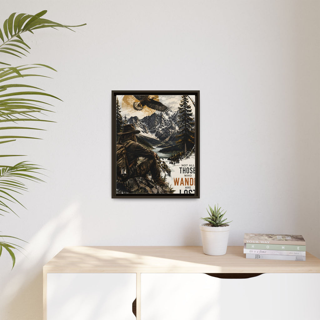 Wander Not Lost Eagle Mountain Canvas Print — Framed Matte Wall Art