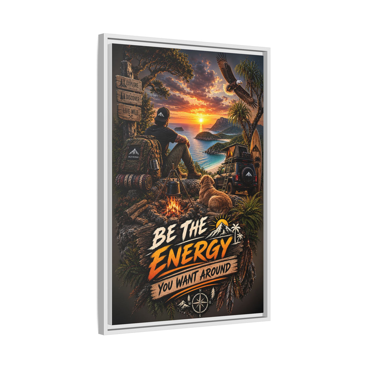 Be The Energy You Want Around - Framed Matte Canvas Wall Art