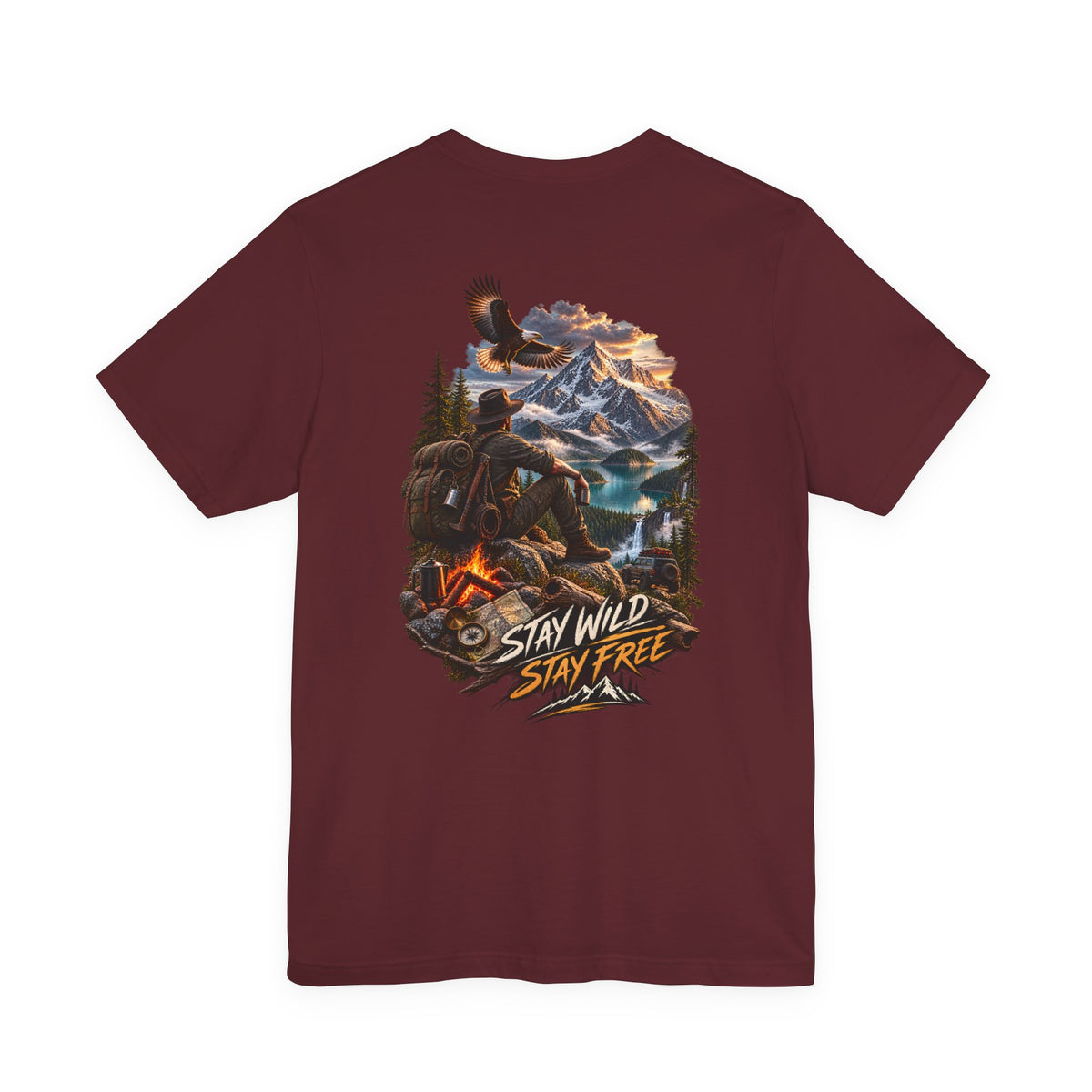 Stay Wild Stay Free Mountain Tee — Adventure Nature Graphic T-Shirt