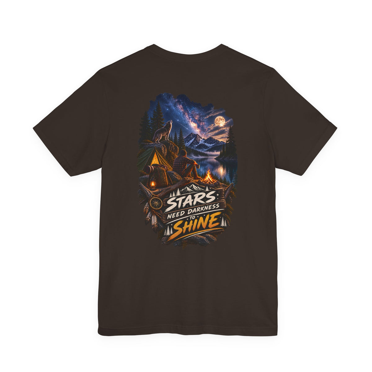 Camping Night Sky T-Shirt — "The Stars Need Darkness to Shine" Graphic Tee