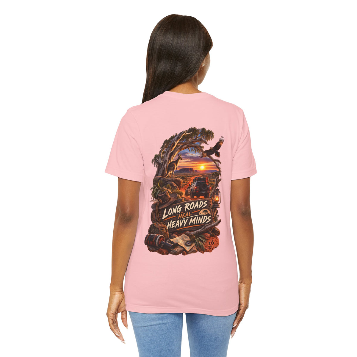 Long Roads Heal Heavy Minds T-Shirt — Scenic Sunset Travel Tee