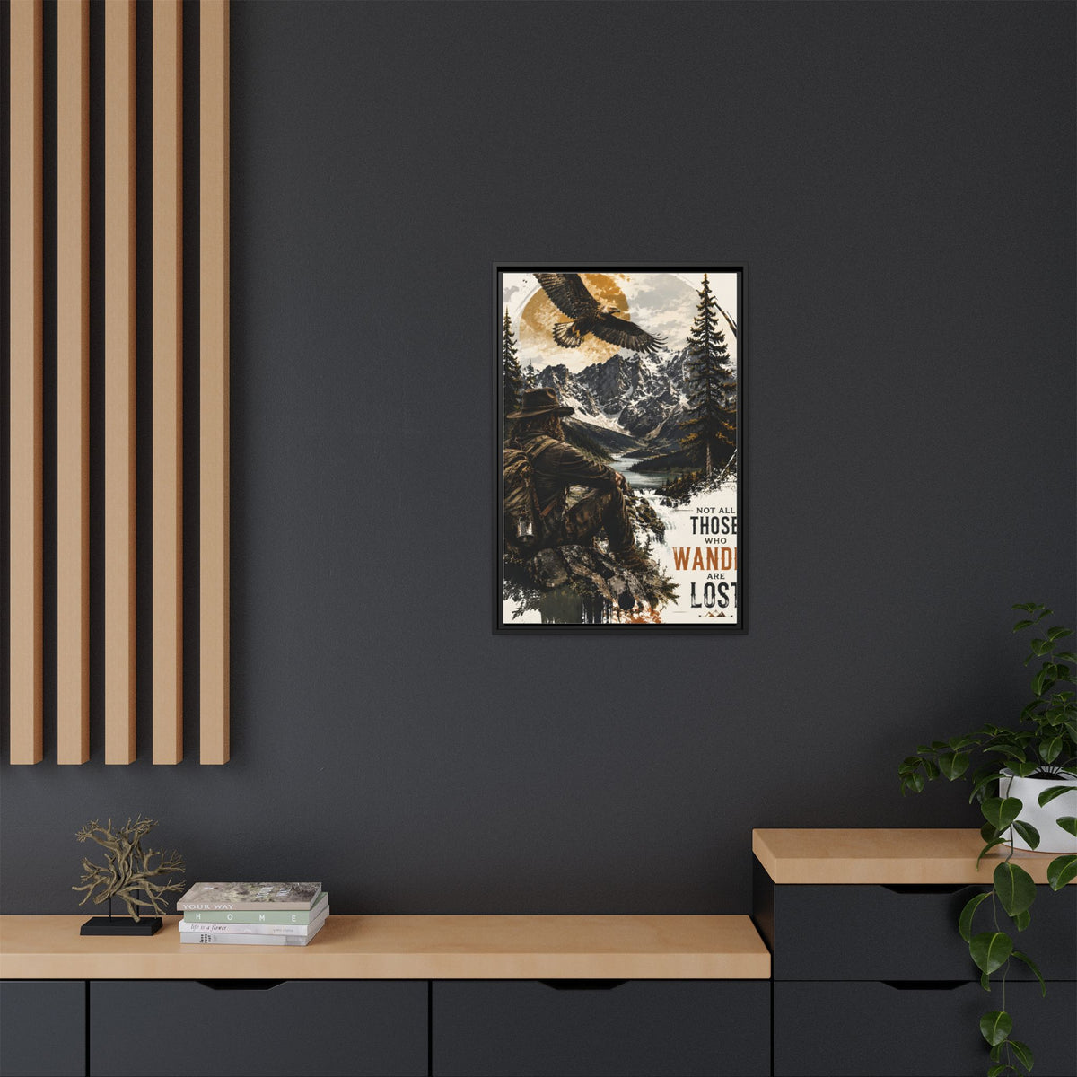 Wander Not Lost Eagle Mountain Canvas Print — Framed Matte Wall Art