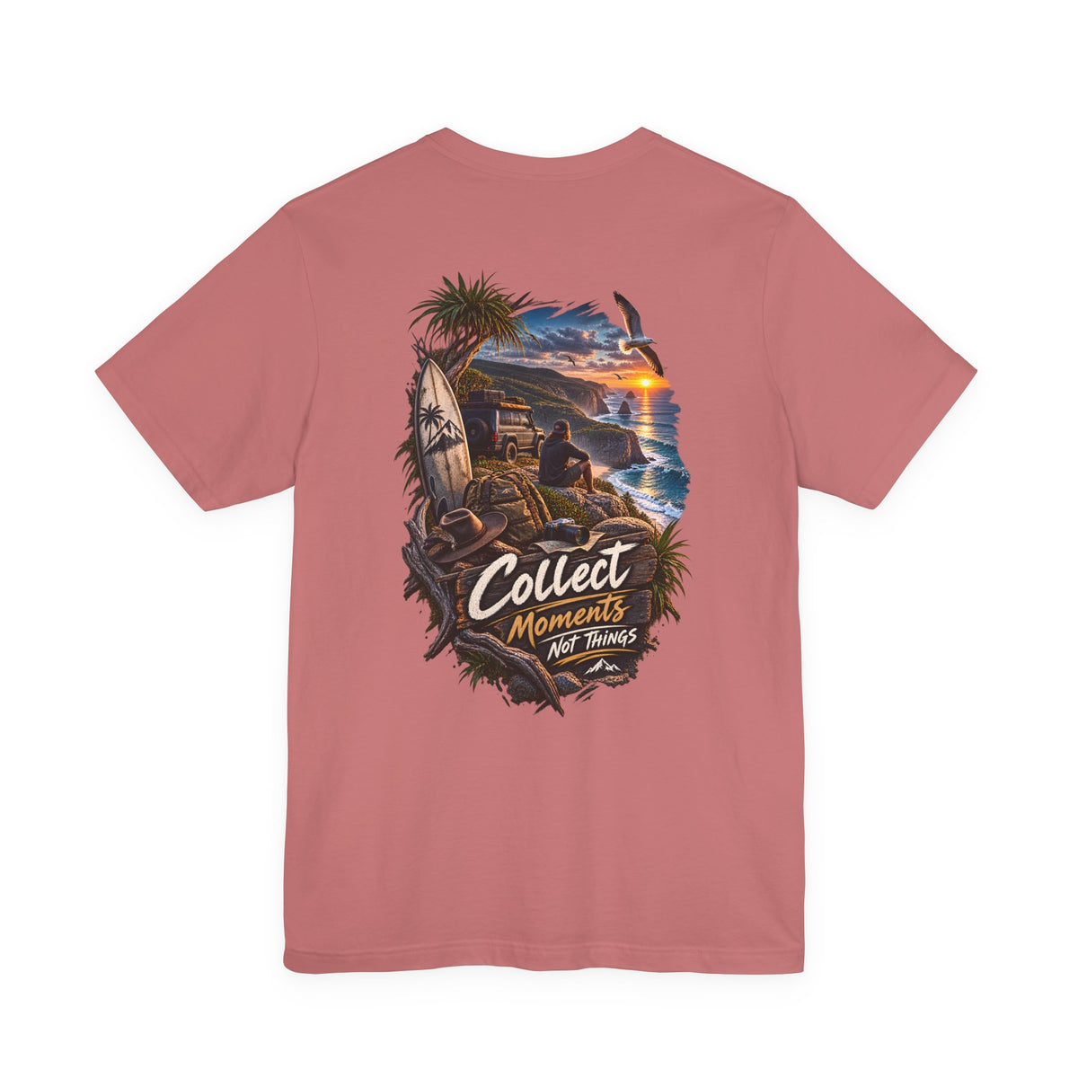 T-Shirt — "Collect Moments Not Things" Beach Sunset Graphic Tee