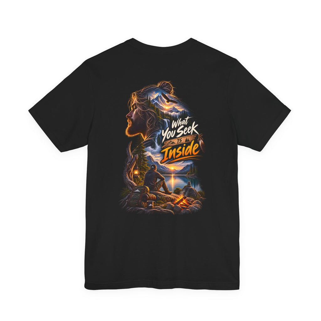 Adventure Graphic Tee — "What You Seek Is Inside" Campfire Design