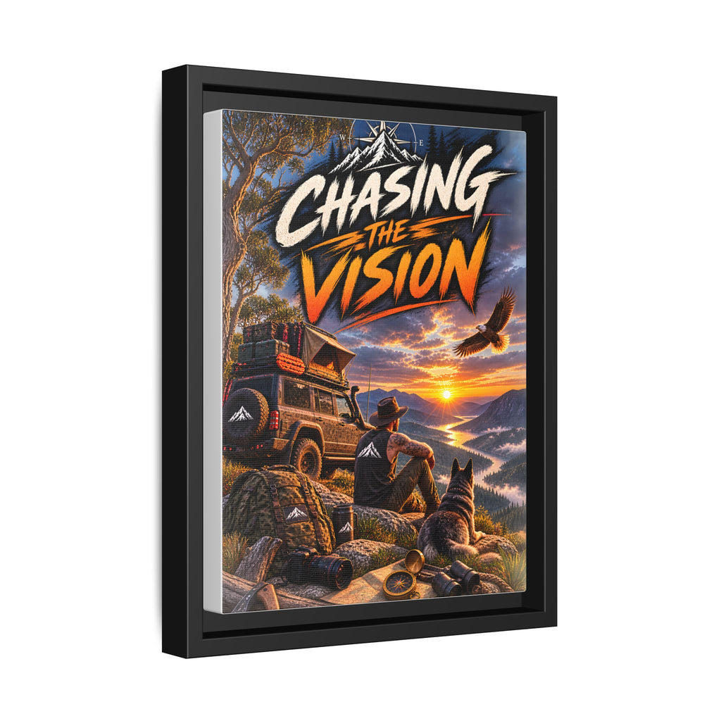 Chasing the Vision Matte Canvas Print (Framed) — Adventure Landscape Wall Art