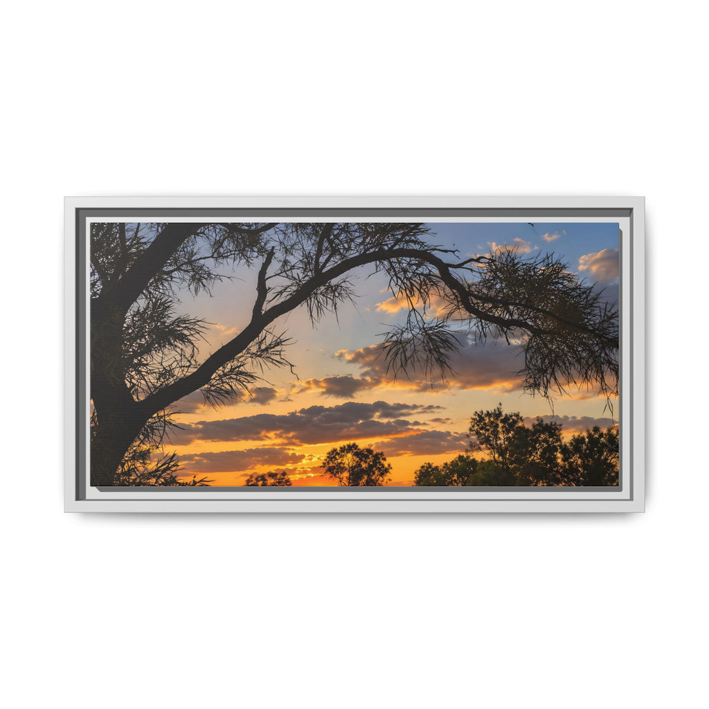 Sunset Silhouette Matte Canvas Print — Framed Landscape Wall Art