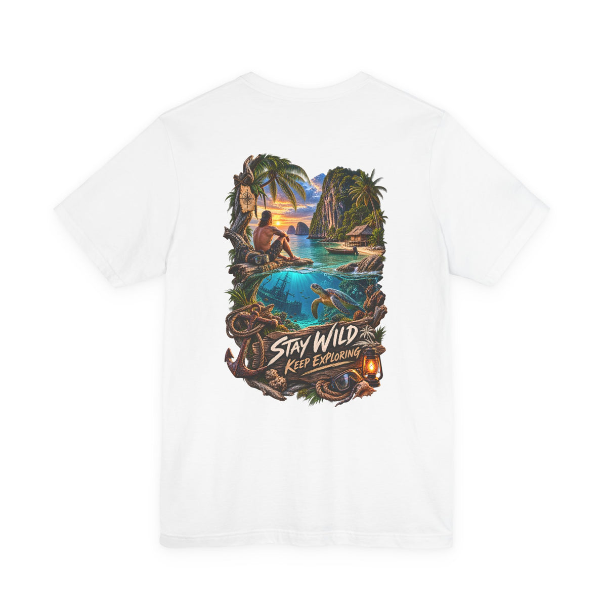 Stay Wild Adventure Tee — Tropical Explorer Graphic T-Shirt