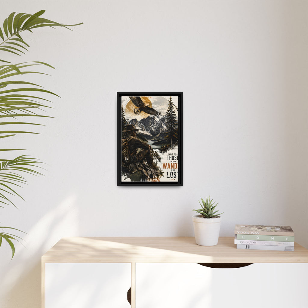 Wander Not Lost Eagle Mountain Canvas Print — Framed Matte Wall Art