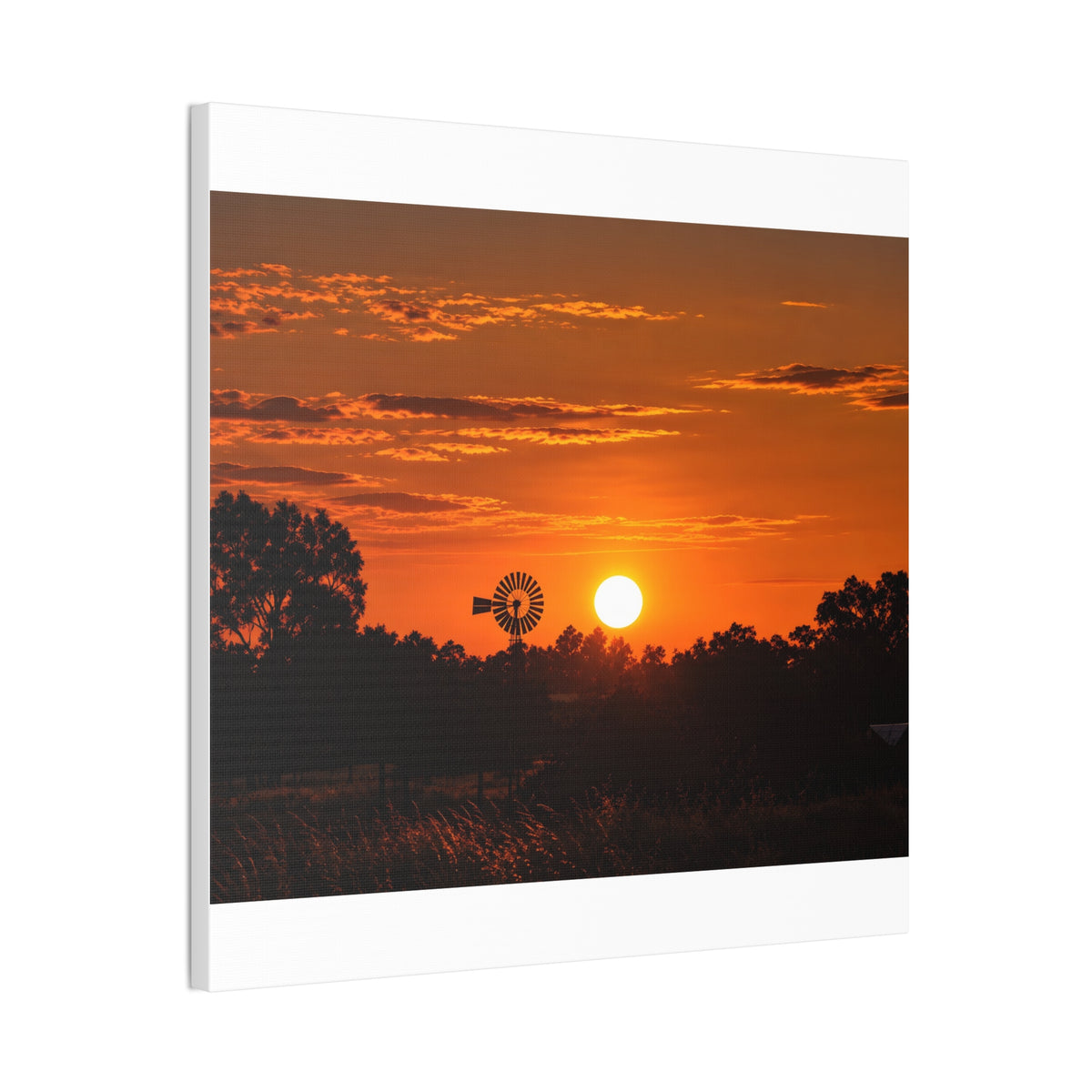 Sunset Windmill Canvas Print — Rural Farmhouse Wall Art