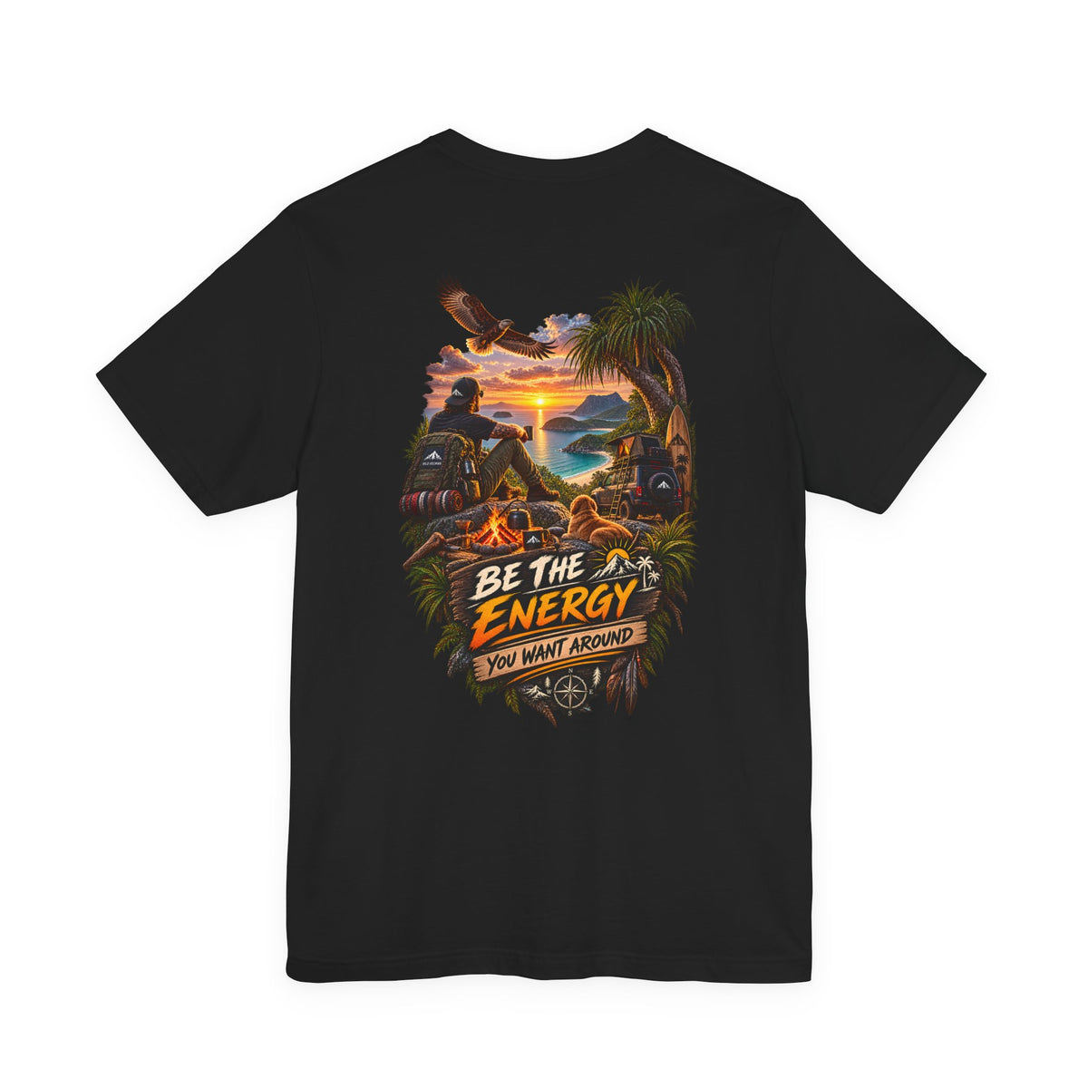T-Shirt — "Be The Energy" Sunset Island Graphic Tee