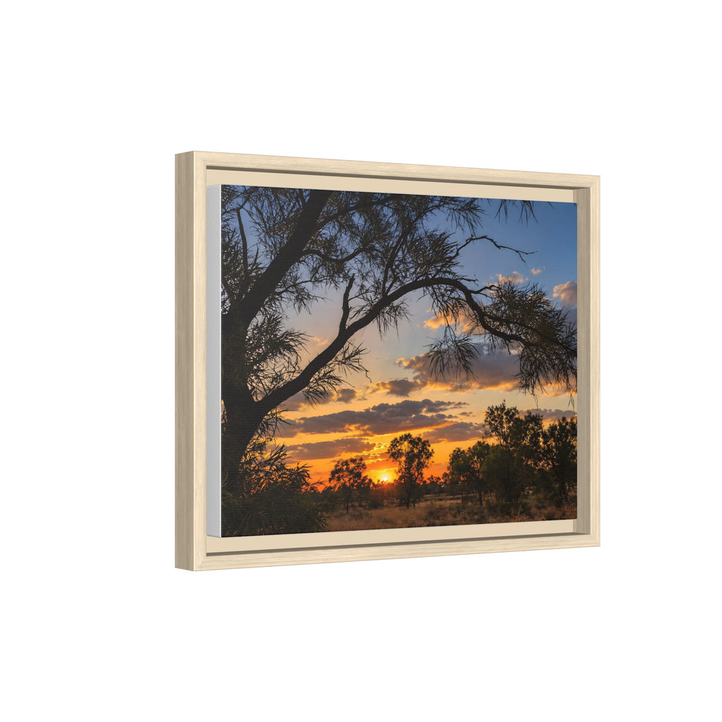 Sunset Silhouette Matte Canvas Print — Framed Landscape Wall Art