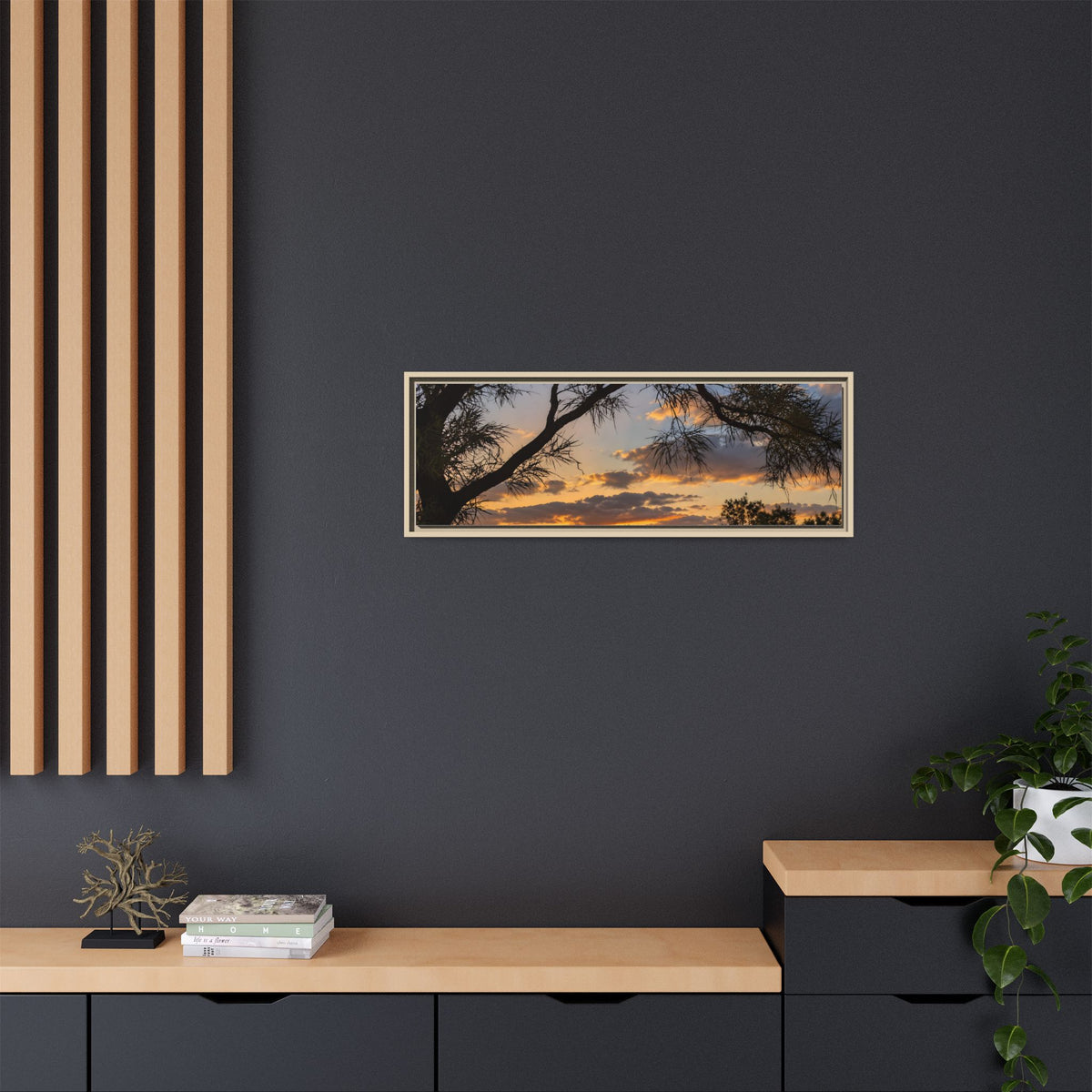 Sunset Silhouette Matte Canvas Print — Framed Landscape Wall Art