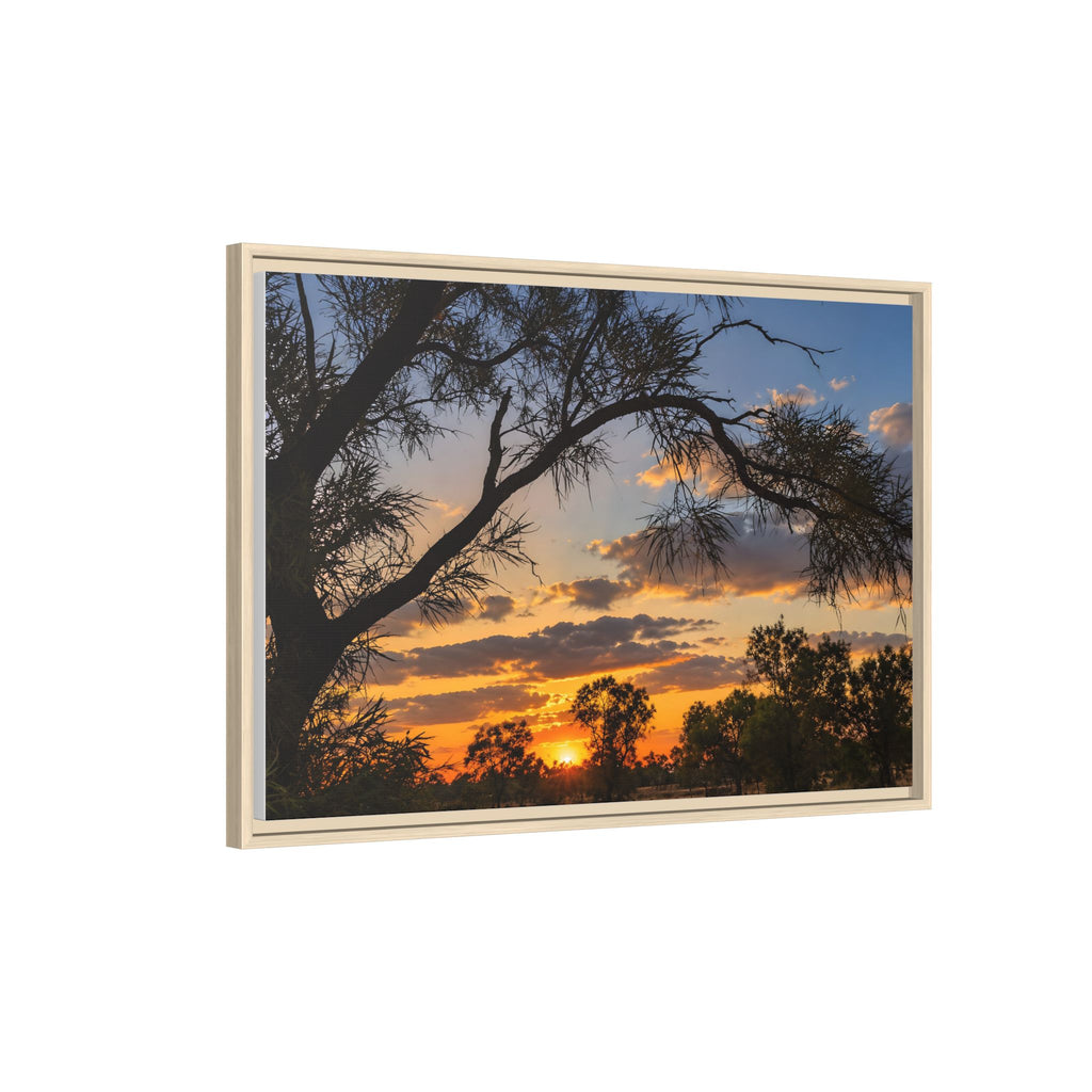Sunset Silhouette Matte Canvas Print — Framed Landscape Wall Art
