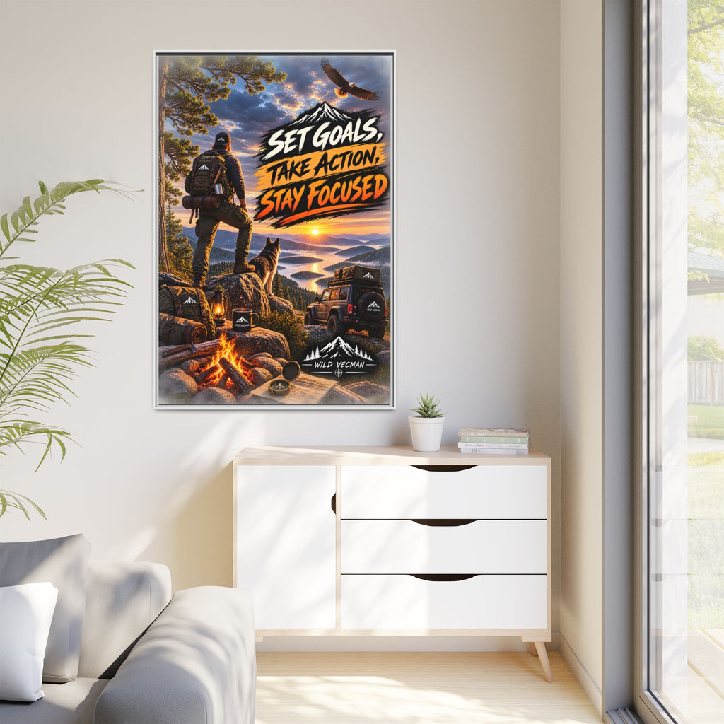 Motivational Adventure Canvas — “Set Goals, Take Action, Stay Focused”