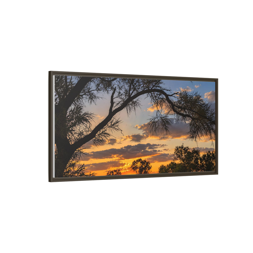 Sunset Silhouette Matte Canvas Print — Framed Landscape Wall Art