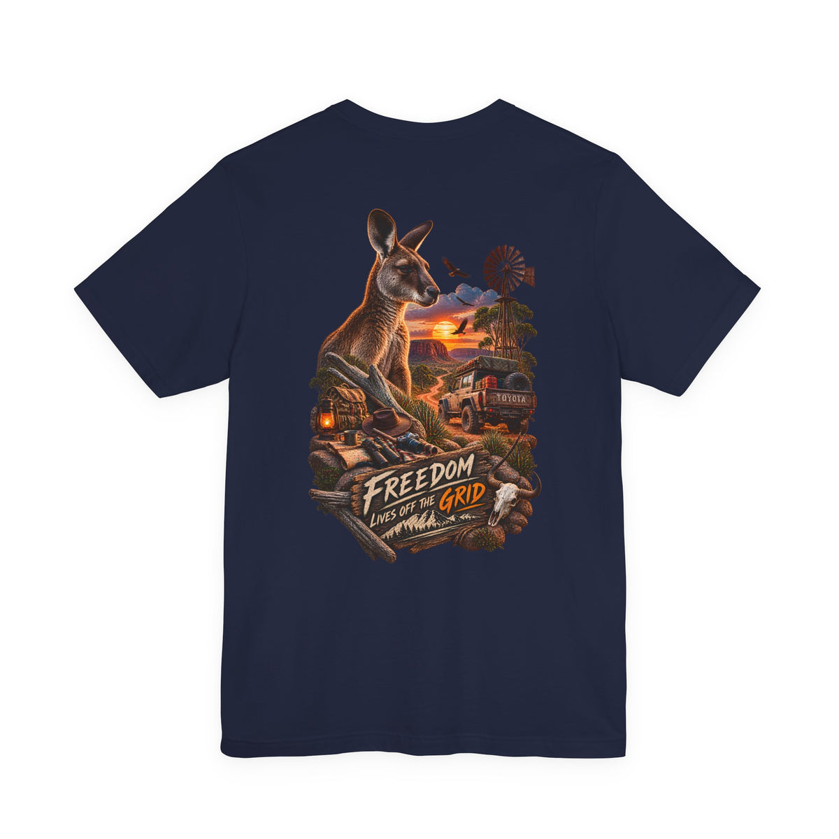 Freedom Down Under Kangaroo T-Shirt — Australia Sunset Wildlife Graphic Tee