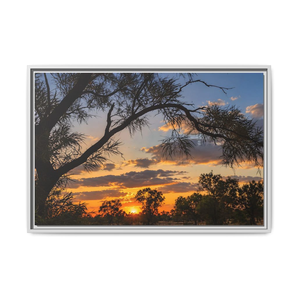 Sunset Silhouette Matte Canvas Print — Framed Landscape Wall Art