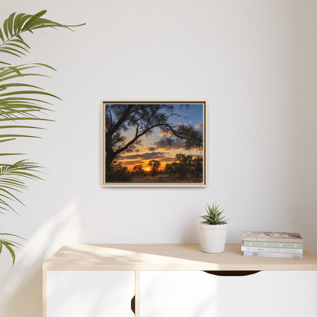 Sunset Silhouette Matte Canvas Print — Framed Landscape Wall Art