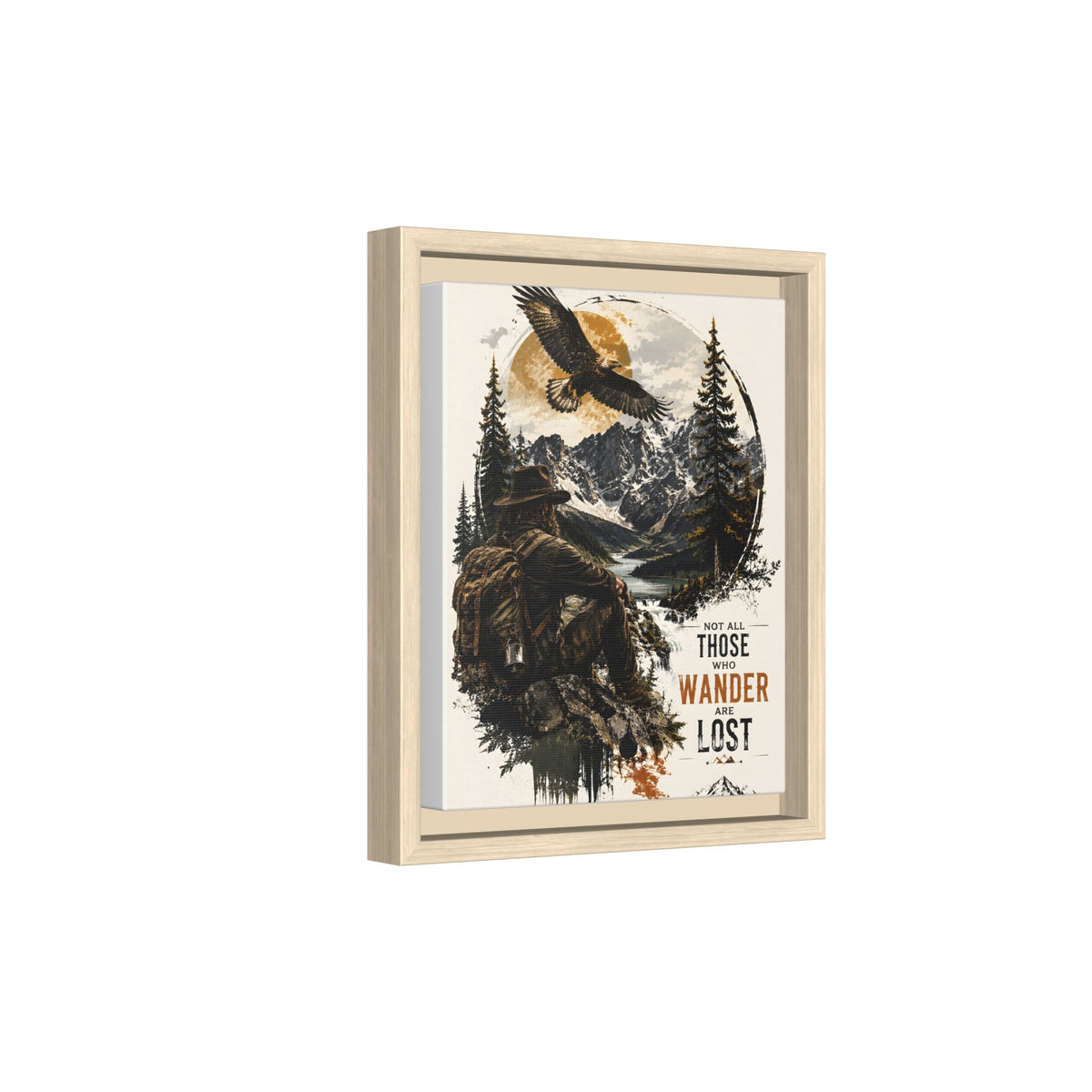 Wanderer Hiking Framed Canvas — "Not All Those Who Wander Are Lost" Wall Art