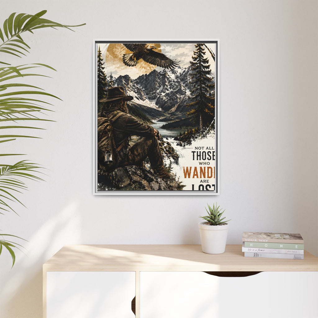 Wander Not Lost Eagle Mountain Canvas Print — Framed Matte Wall Art