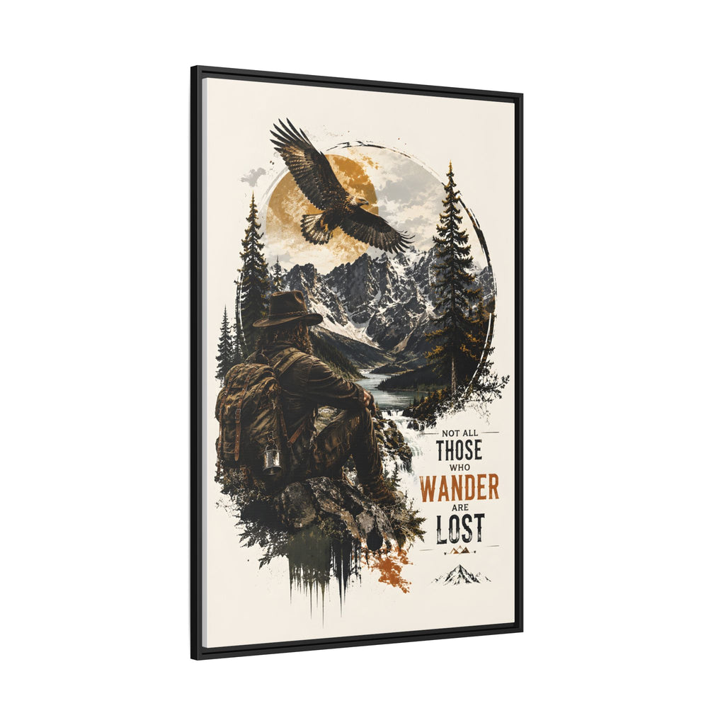 Toile encadrée « Wanderer Hiking » — Décoration murale « Not All Those Who Wander Are Lost »