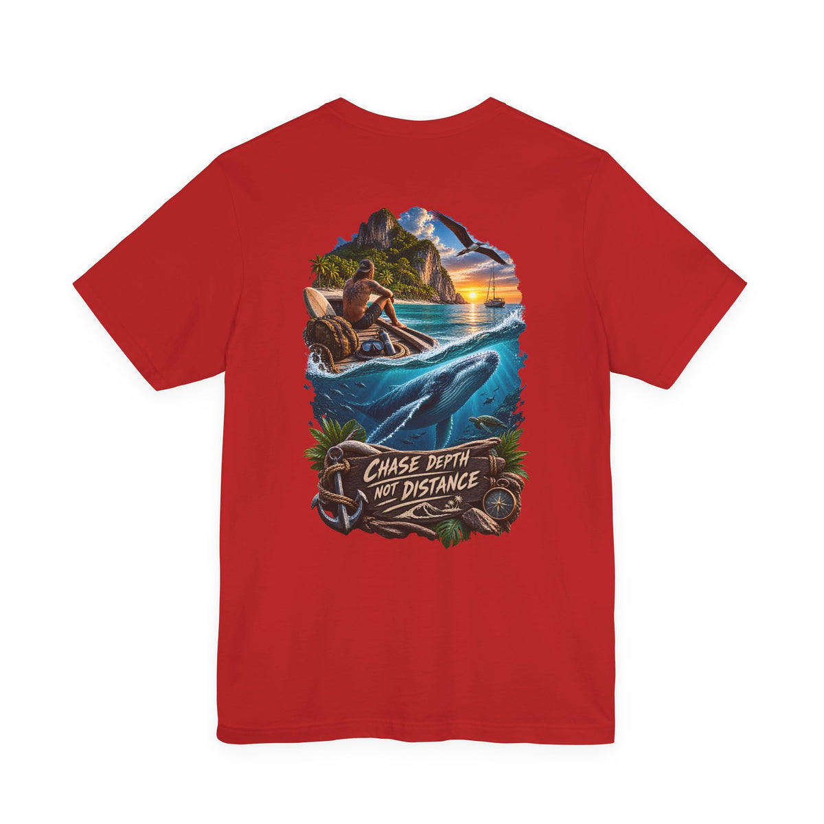 T-Shirt — 'Chase Depth Not Distance' Ocean Whale Adventure Tee