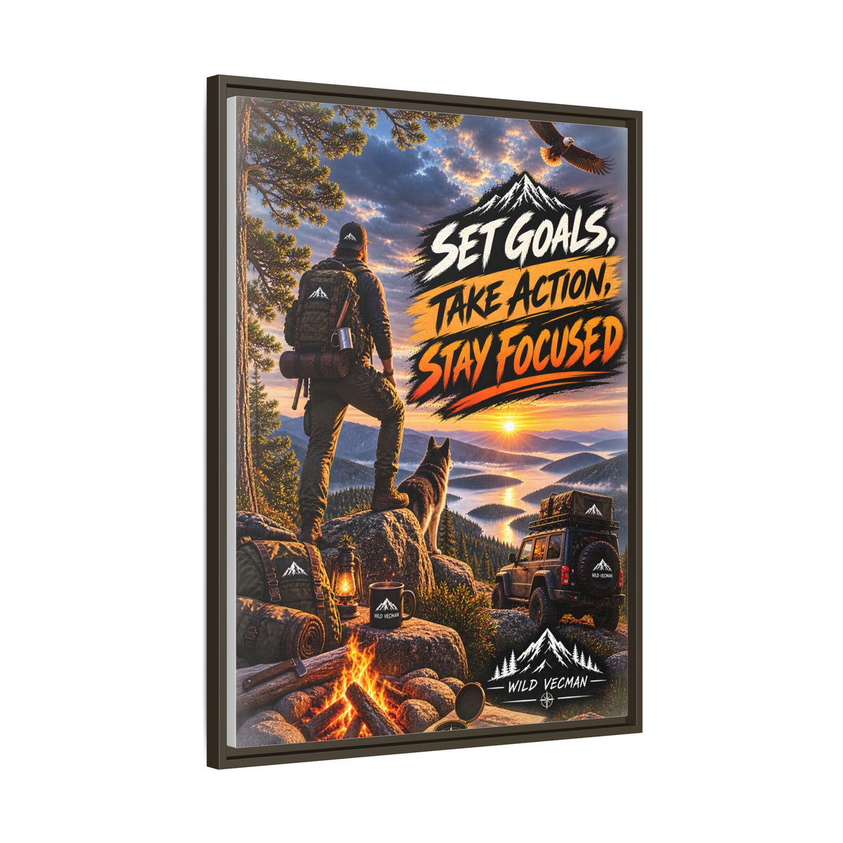 Motivational Adventure Canvas — “Set Goals, Take Action, Stay Focused”