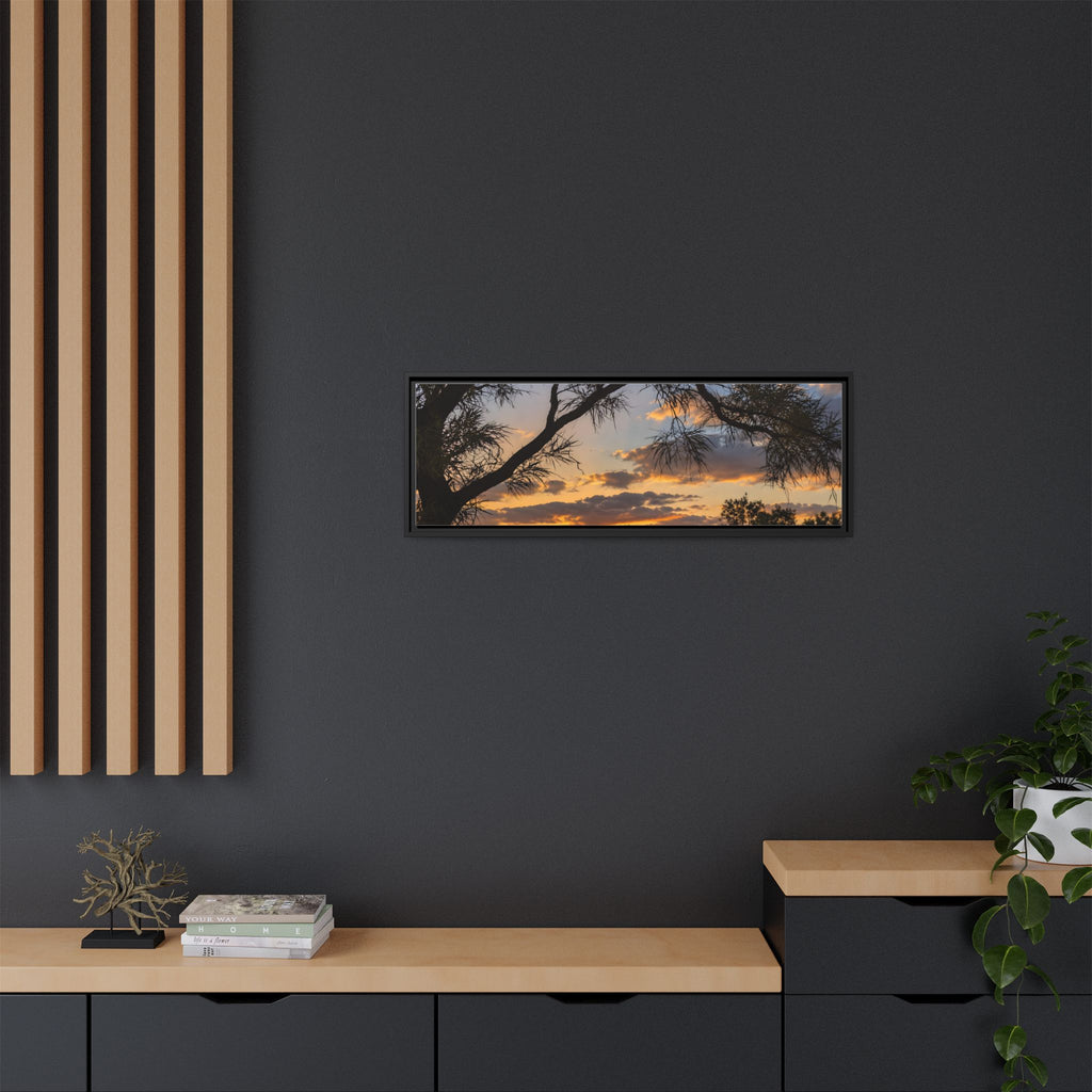 Sunset Silhouette Matte Canvas Print — Framed Landscape Wall Art