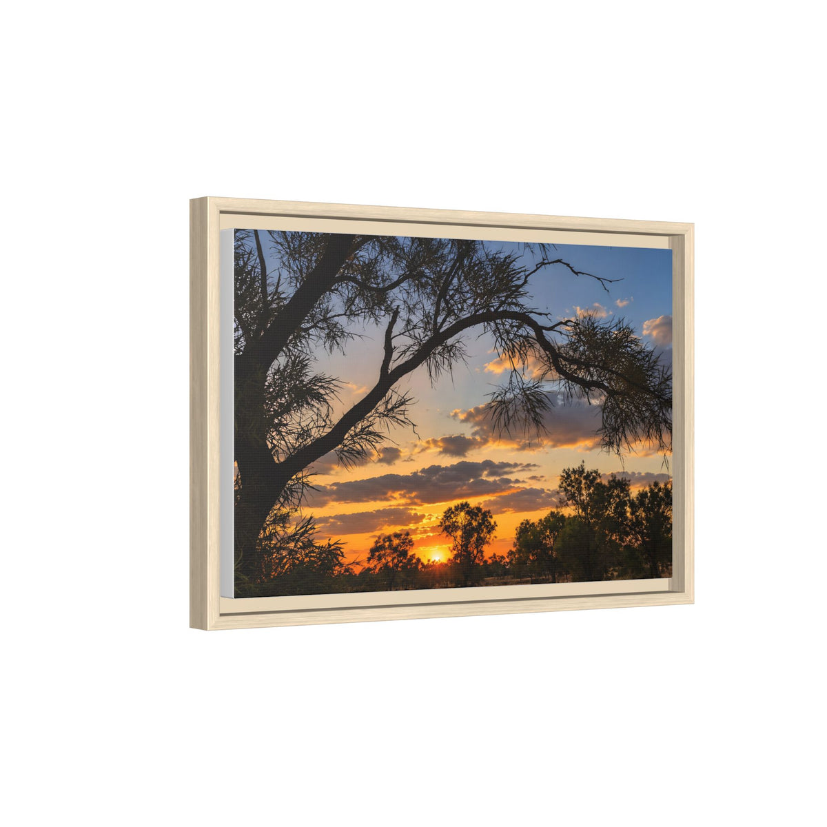 Sunset Silhouette Matte Canvas Print — Framed Landscape Wall Art