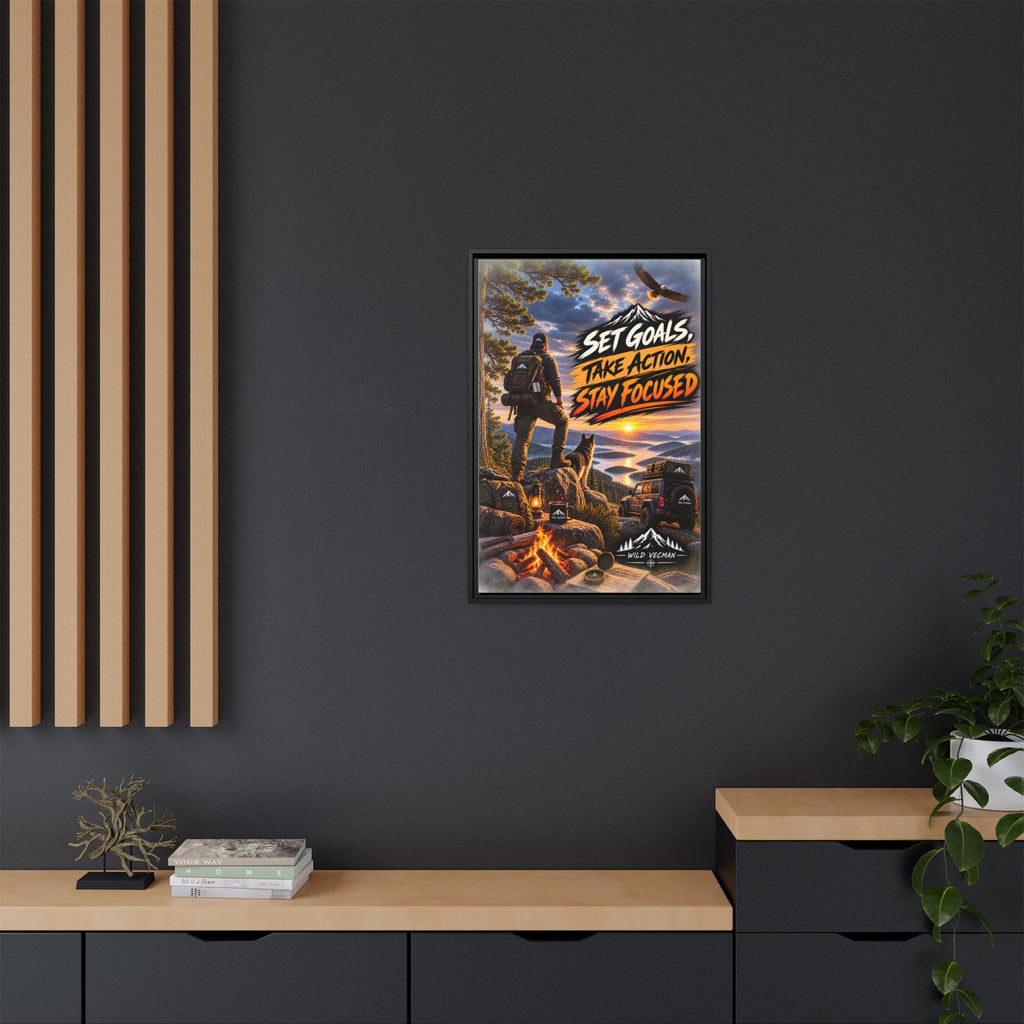 Motivational Adventure Canvas — “Set Goals, Take Action, Stay Focused”