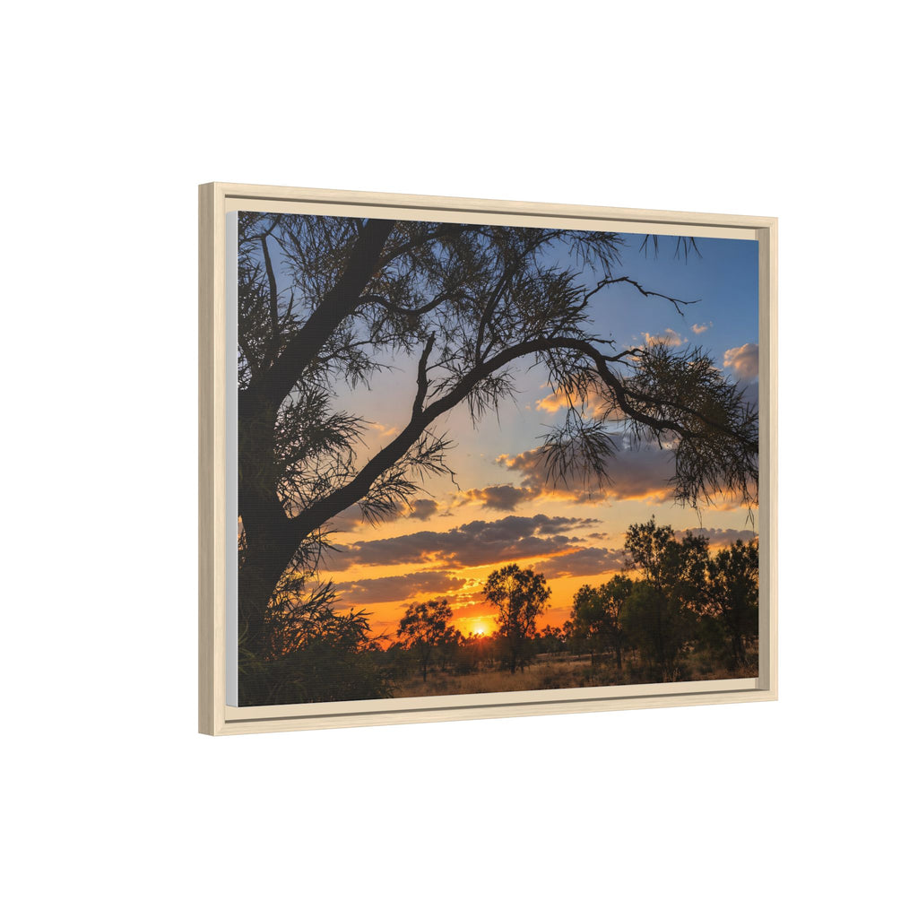 Sunset Silhouette Matte Canvas Print — Framed Landscape Wall Art