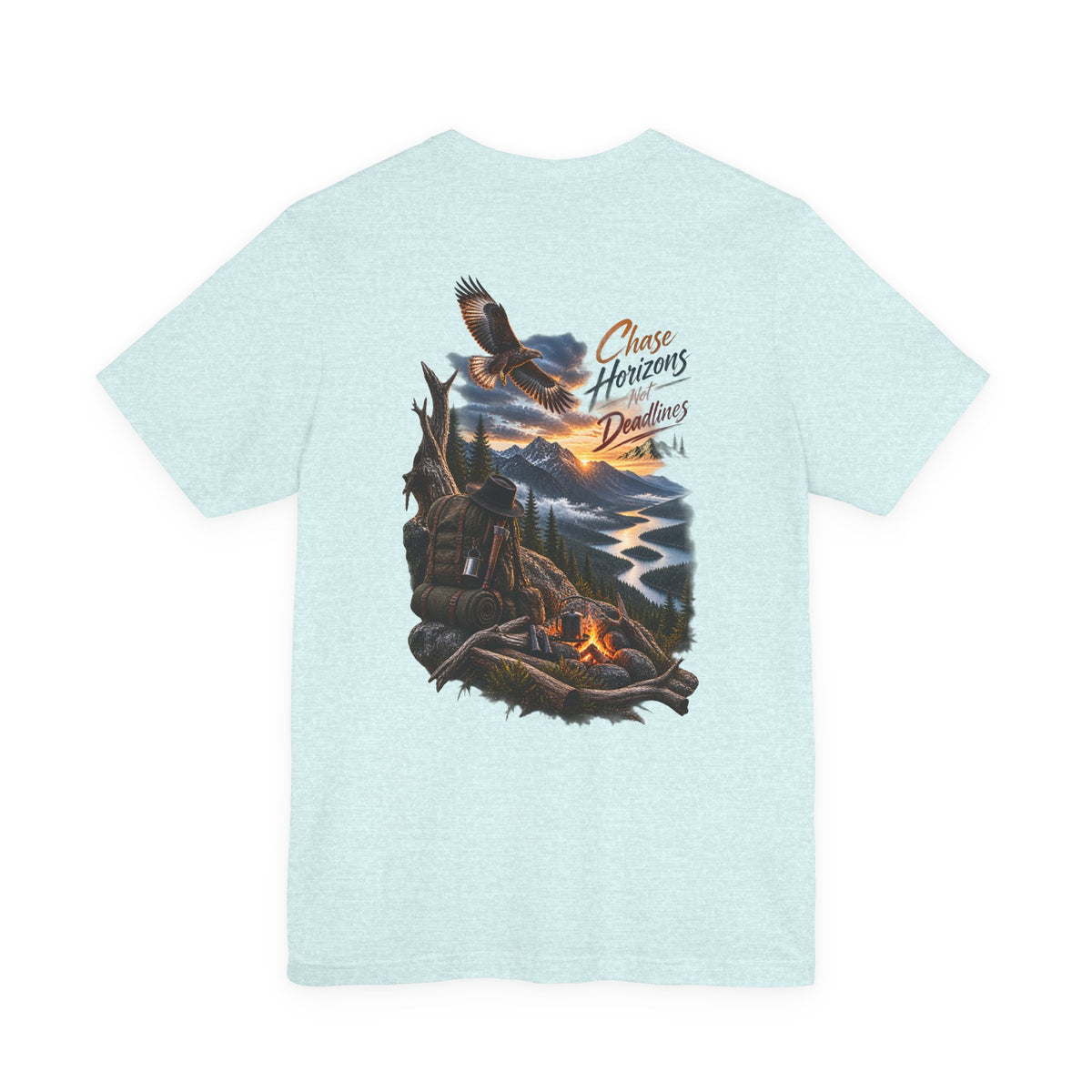 T-Shirt — 'Chase Horizons, Dream Big' Eagle Mountain Campfire Graphic Tee