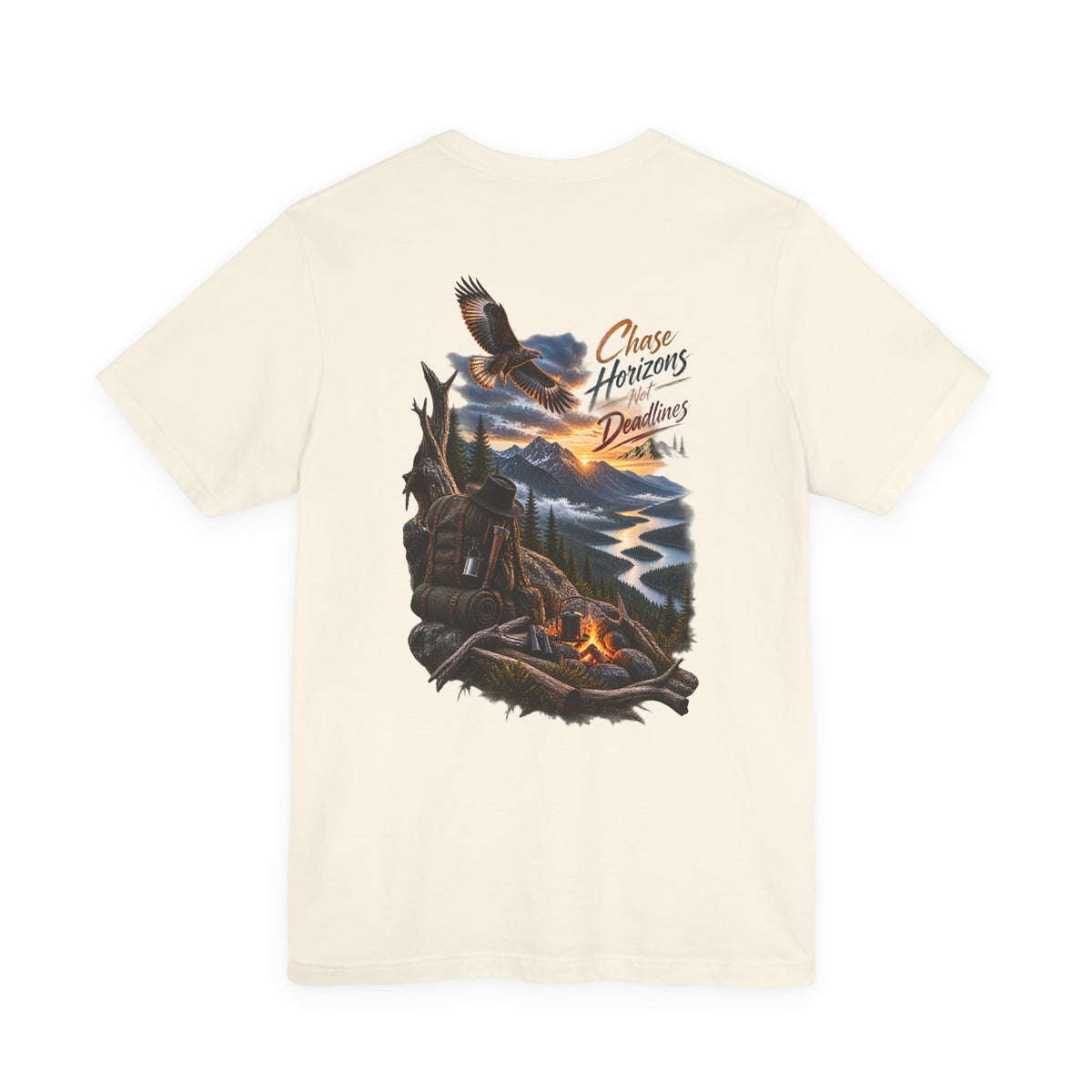 T-Shirt — 'Chase Horizons, Dream Big' Eagle Mountain Campfire Graphic Tee