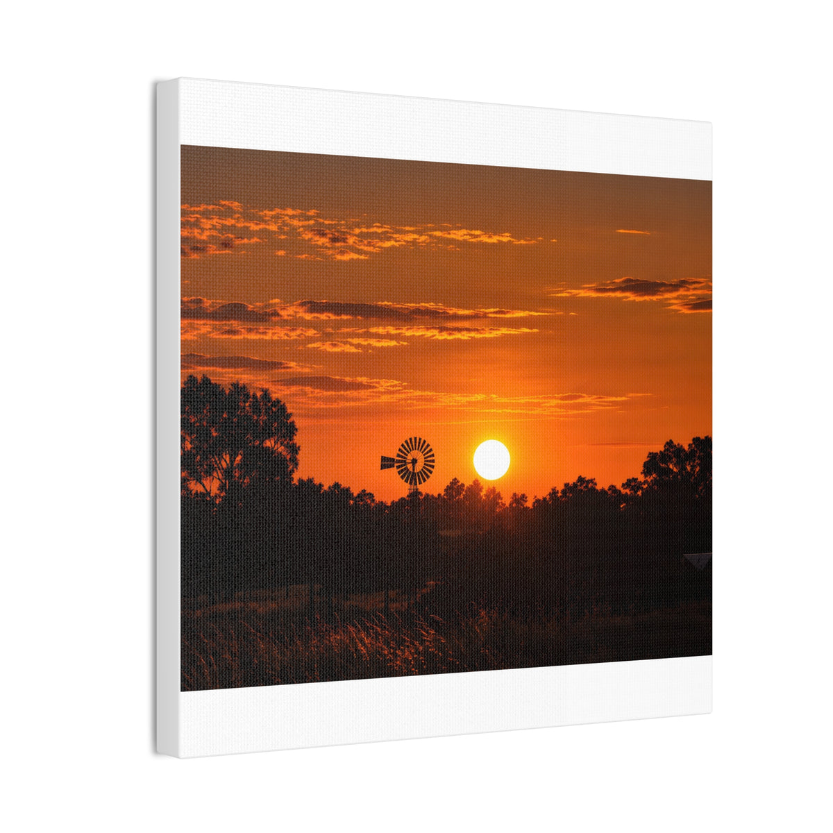 Sunset Windmill Canvas Print — Rural Farmhouse Wall Art