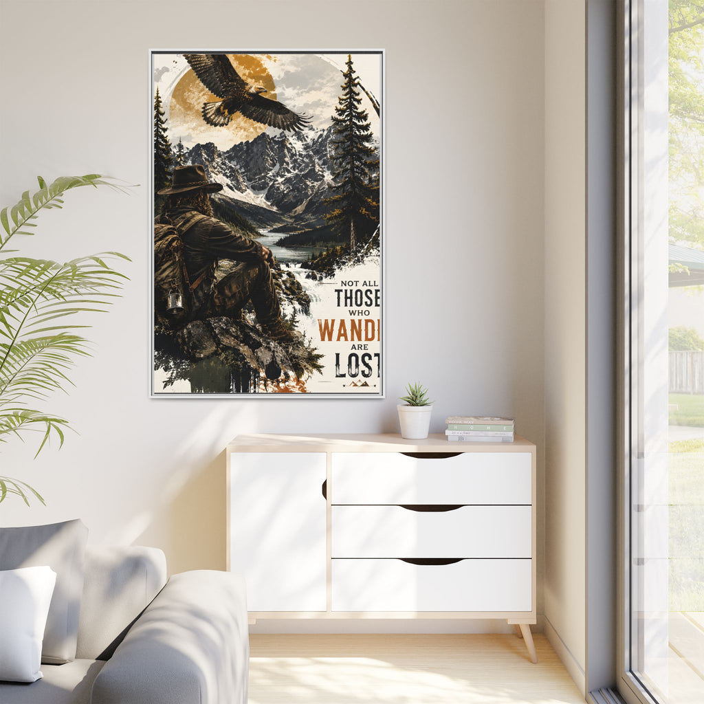 Wander Not Lost Eagle Mountain Canvas Print — Framed Matte Wall Art