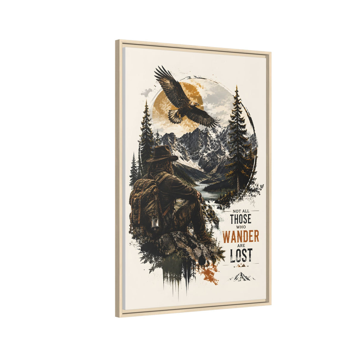 Wanderer Hiking Framed Canvas — "Not All Those Who Wander Are Lost" Wall Art